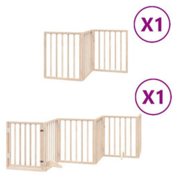 Walplus Poplar Wood Dog Gate With Door Foldable 9 Panels 450 Cm - Includes Door, Locks, Feet & Hinges - thumbnail 2