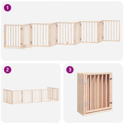 Walplus Poplar Wood Dog Gate With Door Foldable 9 Panels 450 Cm - Includes Door, Locks, Feet & Hinges - thumbnail 6