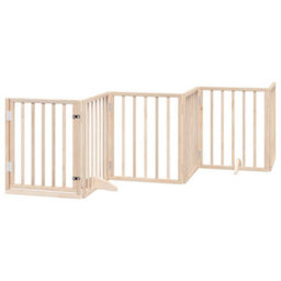 Walplus Poplar Wood Dog Gate With Door Foldable 9 Panels 450 Cm - Includes Door, Locks, Feet & Hinges - thumbnail 4