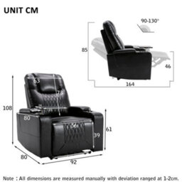Abrihome Electric Gaming Recliner Chair With Swivel Tray, Usb Port, Cup Holders & Ambient Lighting - Home Theater Recliner - thumbnail 7