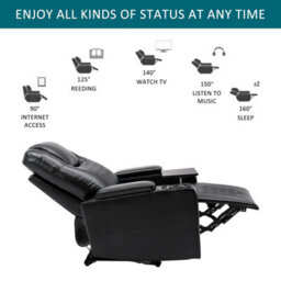 Abrihome Electric Gaming Recliner Chair With Swivel Tray, Usb Port, Cup Holders & Ambient Lighting - Home Theater Recliner - thumbnail 4
