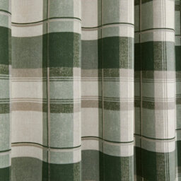 Fusion Balmoral Check Country Checked Pattern Pair Of Bottle Green Eyelet Curtains - thumbnail 3