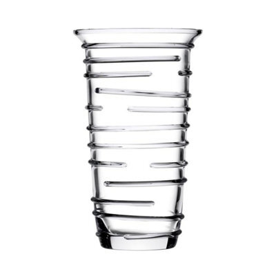 Vase Crystalline Glass Flower Decorative Clear 30Cm Ribbed Design Home Display - image 1