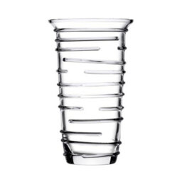 Vase Crystalline Glass Flower Decorative Clear 30Cm Ribbed Design Home Display - thumbnail 1