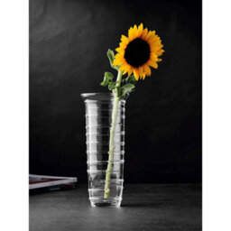Vase Crystalline Glass Flower Decorative Clear 30Cm Ribbed Design Home Display - thumbnail 2