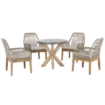 Beliani Garden Dining Set 4 Seater Olbia With Cushions Concrete Beige - image 1