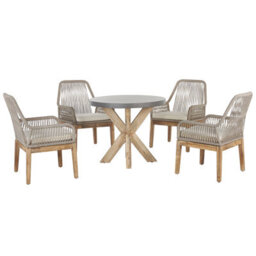 Beliani Garden Dining Set 4 Seater Olbia With Cushions Concrete Beige - thumbnail 1