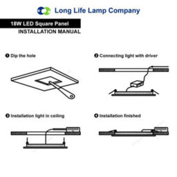 Long Life Lamps Company 18W Recessed Ceiling Led Square Panel 2700K Warm White - thumbnail 9
