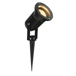 Luminosa Lighting Luminosa Outdoor Spike Flood Light Clear Glass, Matt Black Ip54, Gu10
