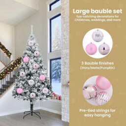 Vidaxl Christmas Bauble Set Xxl 3 Pcs Pink Plastic - thumbnail 7