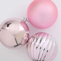 Vidaxl Christmas Bauble Set Xxl 3 Pcs Pink Plastic - thumbnail 4