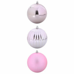 Vidaxl Christmas Bauble Set Xxl 3 Pcs Pink Plastic - thumbnail 2
