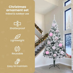 Vidaxl Christmas Bauble Set Xxl 3 Pcs Pink Plastic - thumbnail 6