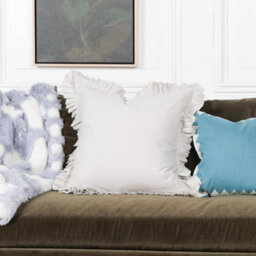 Clotilde French Pale Grey Frill Silver Birch 55Cm Cushion Cover - thumbnail 3