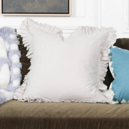 Clotilde French Pale Grey Frill Silver Birch 55Cm Cushion Cover