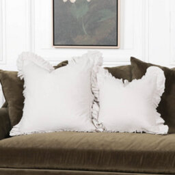 Clotilde French Pale Grey Frill Silver Birch 55Cm Cushion Cover - thumbnail 4