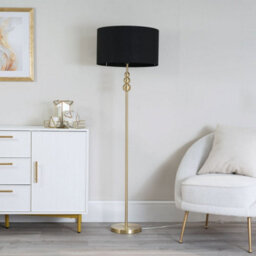 Valuelights Marissa Gold Stacked Ball Floor Lamp With Black Drum Shade - thumbnail 4