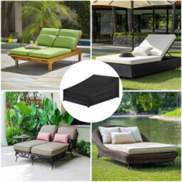 2X Outdoor Patio Sun Lounger Cover Waterproof Garden  Cover Shield Black - 2Pcs - thumbnail 4