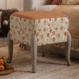 Voyage Maison Voyage Elai Printed Ralf Footstool, Terracotta, 46 X 42.5 X 42.5Cm