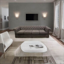 Chesterfield 4 Seater Sofa Settee Verity Plain Steel Grey Fabric In Classic Style - thumbnail 4