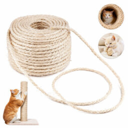 Timko Ropes Sisal Rope For Cat Scratcher Cat Tree Repairing - 50 M / 164 Ft Of 6 mm Natural Sisal Rope For Scratching Post Tower Replacement - thumbnail 3