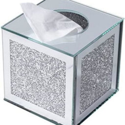 Biznest Cube Mirror Square Tissue Box Cover Holder Napkin Holder Bathroom Organizer