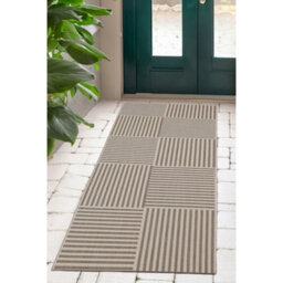 Melrose Eden Multistripe Natural Abstract Design Pile Height 3mm Area Indoor Outdoor Runner Rug - 67/300Cm