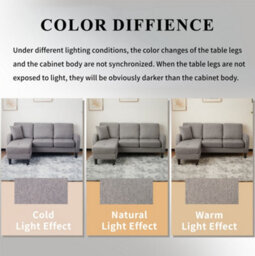 Abrihome L Shaped Corner Sofa With Chaise Lounge, 3 Seater 166X118X77 Cm, Breathable Cotton Linen Fabric, Modular Design For Living Room - thumbnail 4