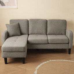 Abrihome L Shaped Corner Sofa With Chaise Lounge, 3 Seater 166X118X77 Cm, Breathable Cotton Linen Fabric, Modular Design For Living Room - thumbnail 1