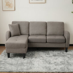 Abrihome L Shaped Corner Sofa With Chaise Lounge, 3 Seater 166X118X77 Cm, Breathable Cotton Linen Fabric, Modular Design For Living Room - thumbnail 7