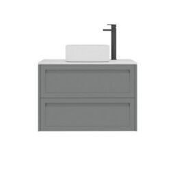Royal Bathrooms Royal Bathroom Elmore 800mm Matt Pebble Grey Wall Mounted Countertop Bathroom Vanity Unit 2 Drawer With Elena Basin - thumbnail 7