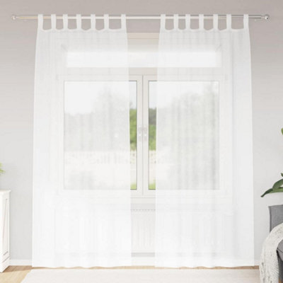 Berkfield Curtains With Curtains 2 Pcs White Polyester - image 1
