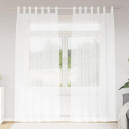 Berkfield Curtains With Curtains 2 Pcs White Polyester - thumbnail 1
