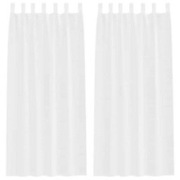 Berkfield Curtains With Curtains 2 Pcs White Polyester - thumbnail 2