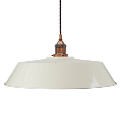 Clay White Large Chancery Painted Dome Pendant Light With Antique Copper Lamp Holder And Black Twisted Cable - Se Home - image 1
