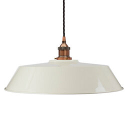 Clay White Large Chancery Painted Dome Pendant Light With Antique Copper Lamp Holder And Black Twisted Cable - Se Home - thumbnail 1