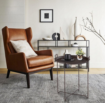 Aspect Furniture Niro Fordable Side Table With Tray,removable Serving Tray,dark Brown- - image 1