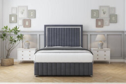 "Sloomy Boston Chrome Steel Plush Divan Bed No Drawers-54"" Floor Standing Headboard 12"" Footboard 5' King" - thumbnail 2
