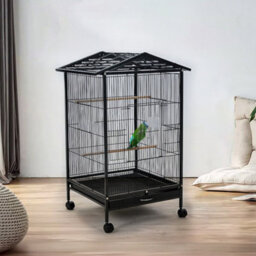 Thehotsale Open Play Top Metal Pet Bird Cage With Casters With Two Perches 47.5Cm W X 47.5Cm D X 86Cm H - thumbnail 1