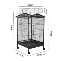 Thehotsale Open Play Top Metal Pet Bird Cage With Casters With Two Perches 47.5Cm W X 47.5Cm D X 86Cm H - thumbnail 6