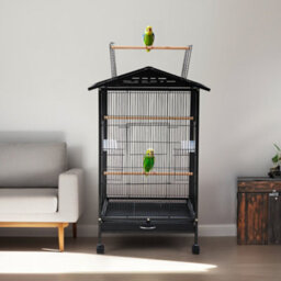 Thehotsale Open Play Top Metal Pet Bird Cage With Casters With Two Perches 47.5Cm W X 47.5Cm D X 86Cm H - thumbnail 2