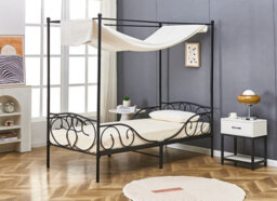 Lila Metal Four Poster Princess Bed Frame Black Single - thumbnail 1