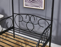 Lila Metal Four Poster Princess Bed Frame Black Single - thumbnail 5