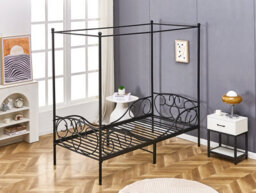 Lila Metal Four Poster Princess Bed Frame Black Single - thumbnail 3