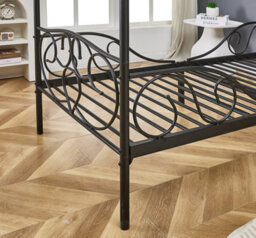 Lila Metal Four Poster Princess Bed Frame Black Single - thumbnail 7