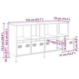 Vidaxl Sideboard Anthracite 135X39X73.5 Cm Cold-Rolled Steel - thumbnail 3