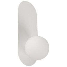 Wyld And Coco Set Of 2 White Metal Wall Lamps Vintage-Style Opaque Glass Globes, Matt Iron Finish, W12 X D13 X H30Cm - thumbnail 4