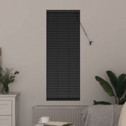 Berkfield Window Blind With Curtains Manual Black Aluminium - thumbnail 3