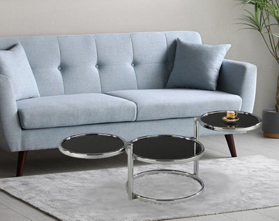 Aspect Furniture Eternity Glass Coffee Table With Swivel Motion,metal Chrome/black Glass - image 1