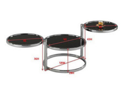 Aspect Furniture Eternity Glass Coffee Table With Swivel Motion,metal Chrome/black Glass - thumbnail 3